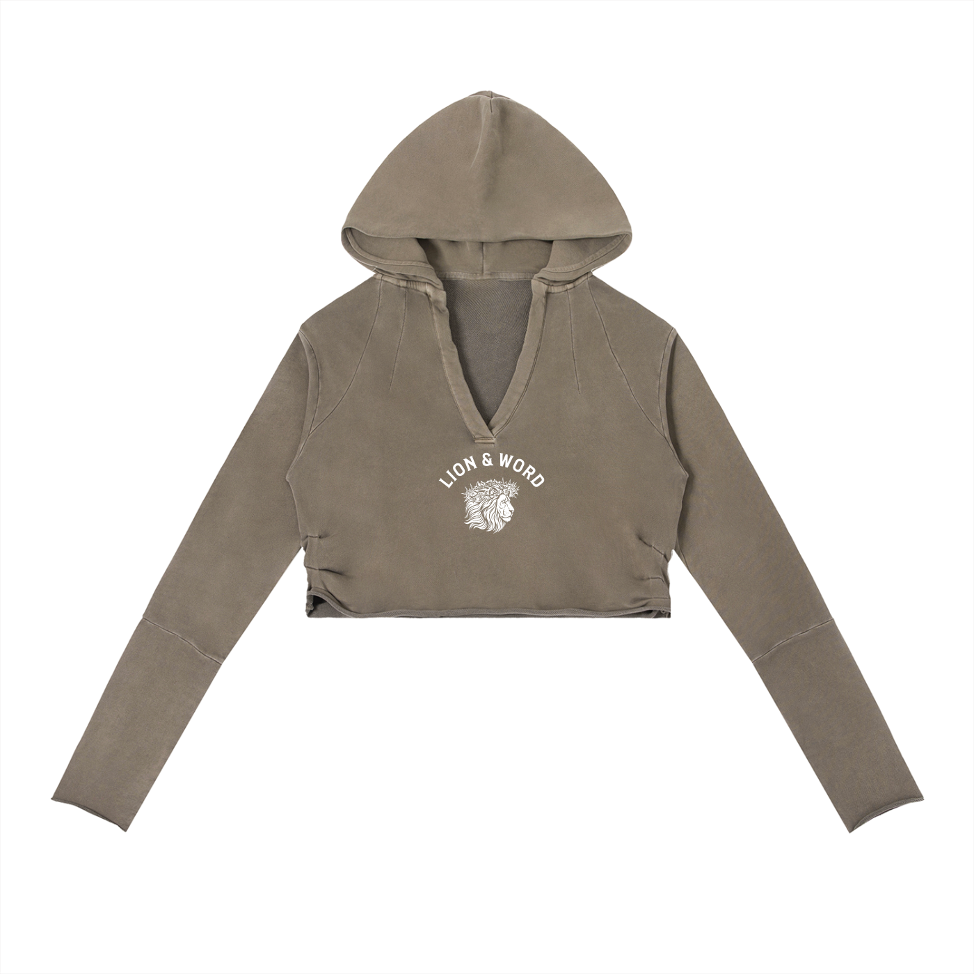 LION & WORD VINTAGE WASHED RAW EDGE HOODIE