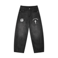 LION AND WORD MENS SUNFADE VINTAGE WASH BARREL LEG JEANS