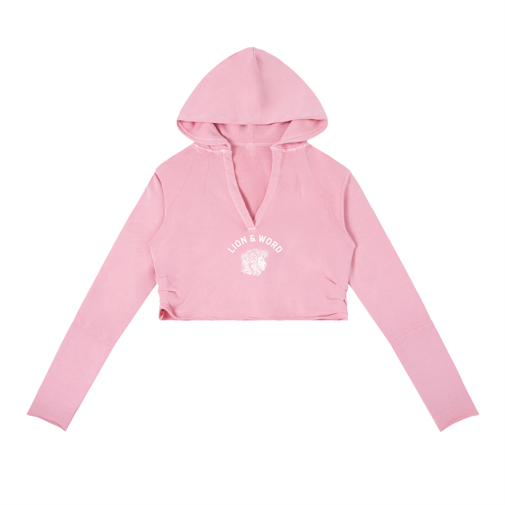 LION AND WORD VINTAGE WASHED RAW EDGE HOODIE