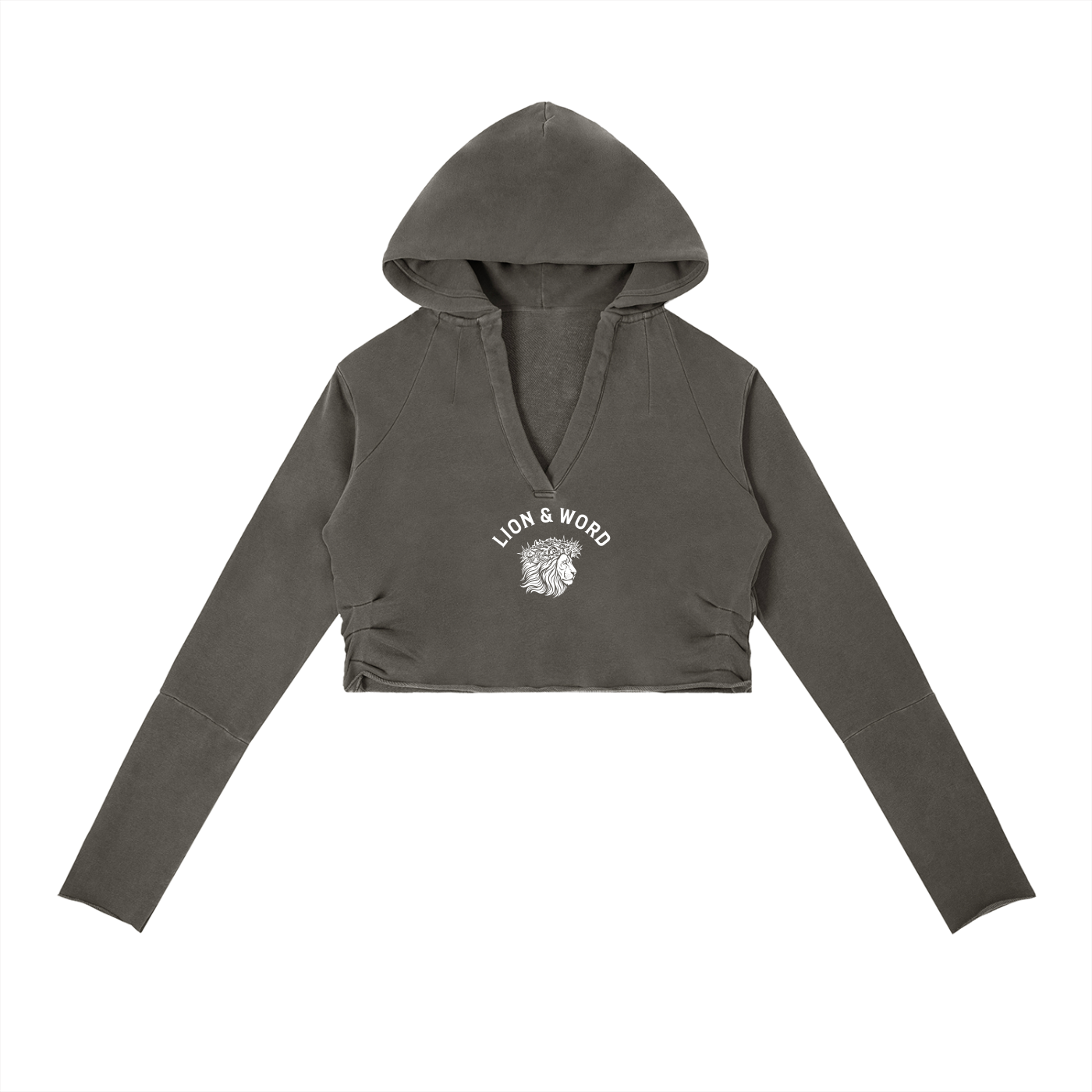 LION & WORD VINTAGE WASHED RAW EDGE HOODIE