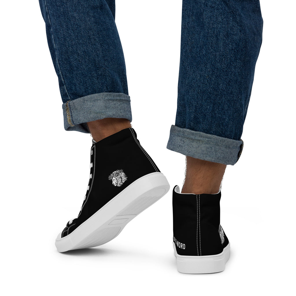 LION AND  WORD MENS HIGH TOP CANVAS SHOES