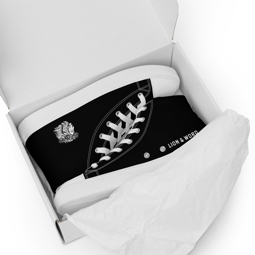 LION AND  WORD MENS HIGH TOP CANVAS SHOES