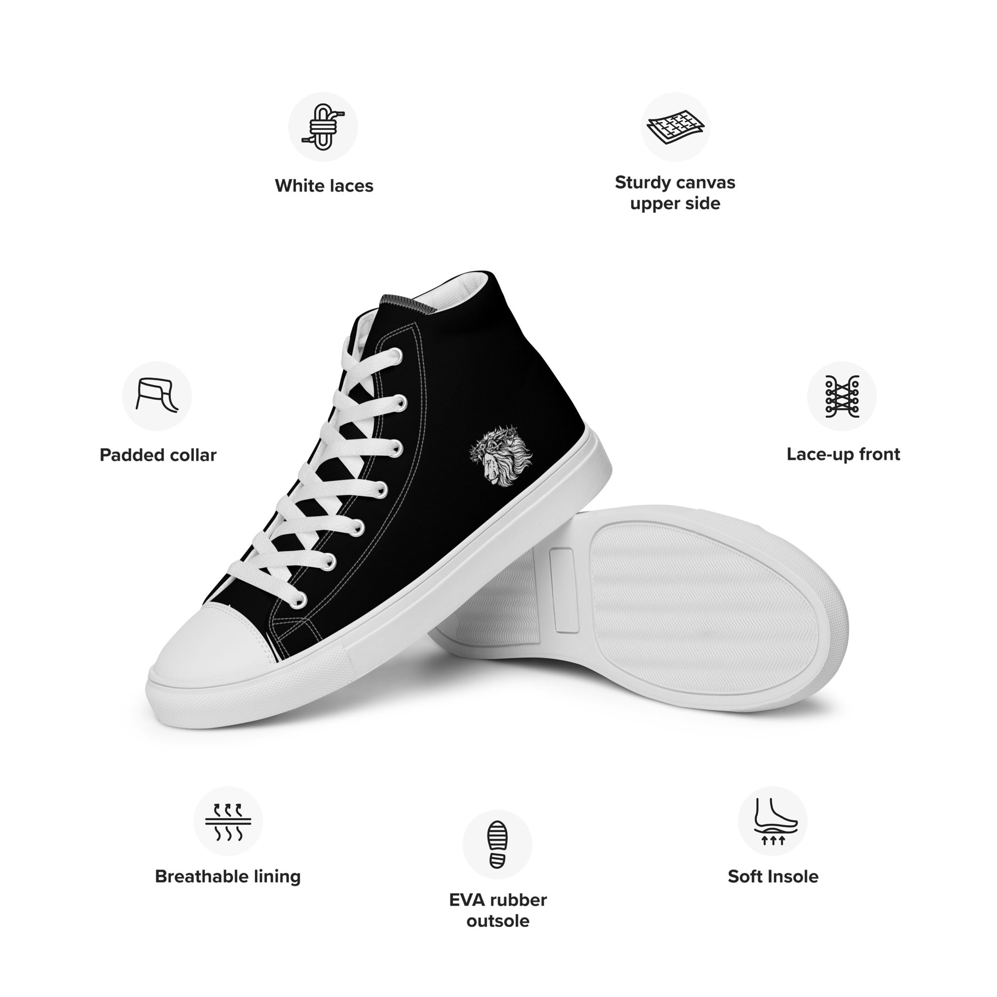 LION AND  WORD MENS HIGH TOP CANVAS SHOES