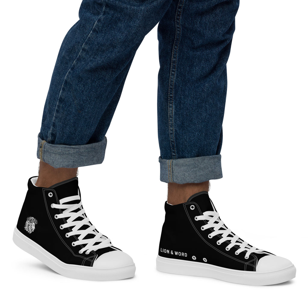 LION AND  WORD MENS HIGH TOP CANVAS SHOES
